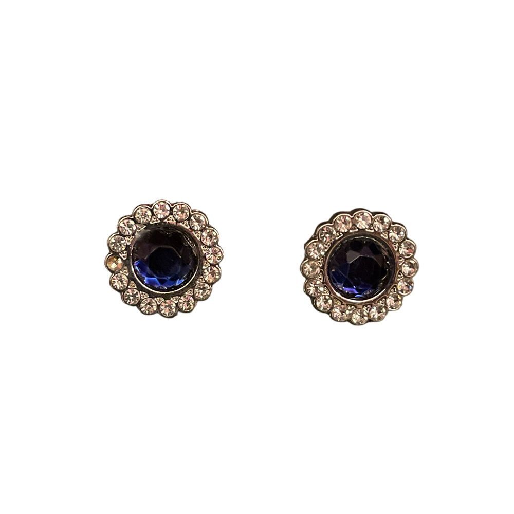Paparazzi Elegant Blue Crystal Stud Earrings with Rhinestone‎ Halo R-72